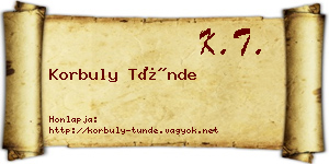 Korbuly Tünde névjegykártya
